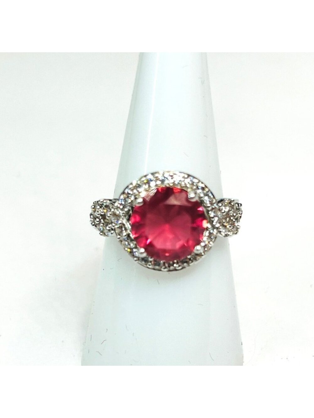 Pink Ring, NWOT, Size 7, pink stone, silver color band - Picture 2 of 8